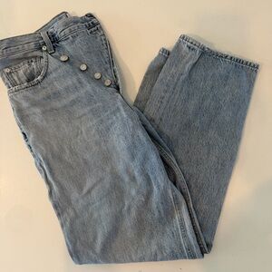 Agolde Blue Cross Cross High-Rise Straight Jeans